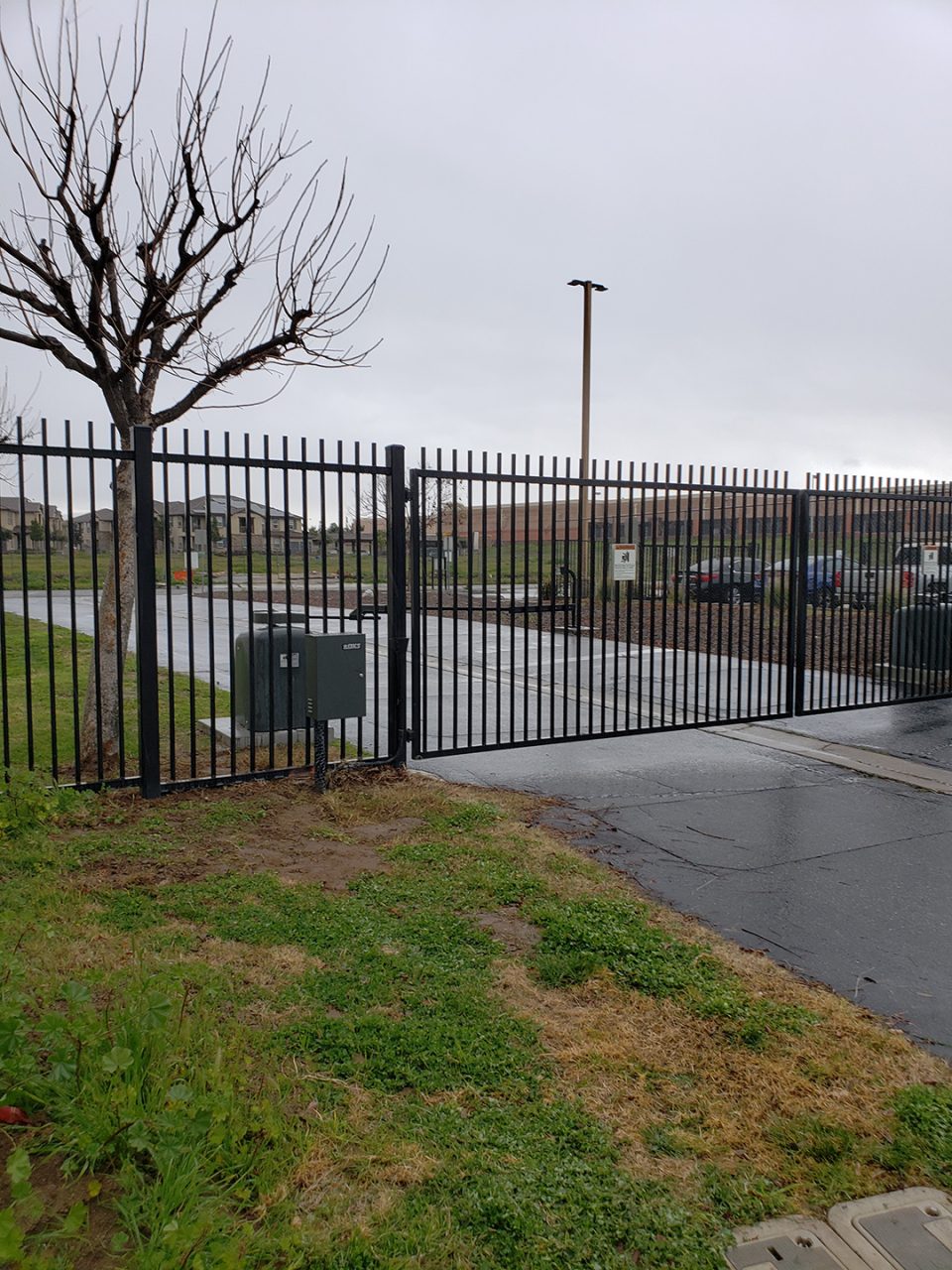Vehicle swing gate installation