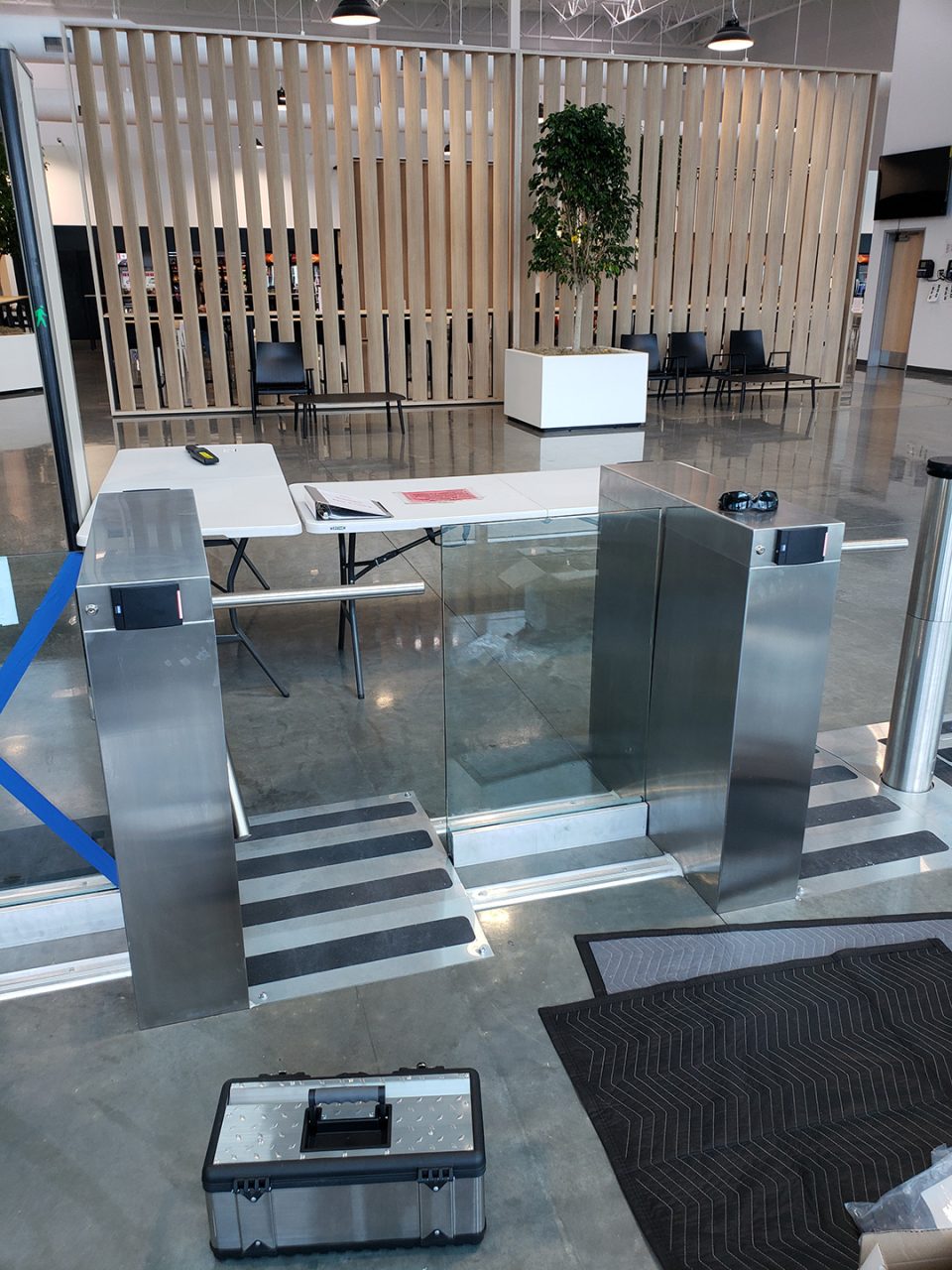 Waist-high turnstile installation