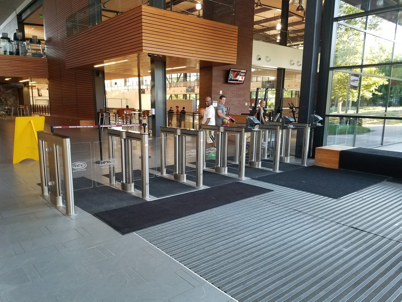 Optical turnstile installation by Lobby Traffic Systems